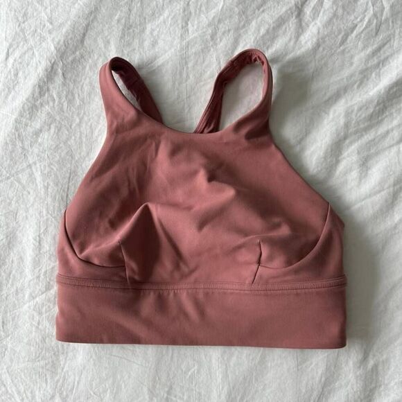 Lululemon Women's 4 Pink Support Strappy Back Wunder Train Longline Sports Bra - Picture 2 of 5